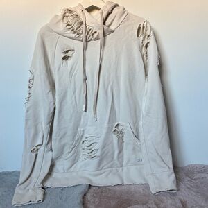 Alo yoga distressed mock neck hoodie sweater